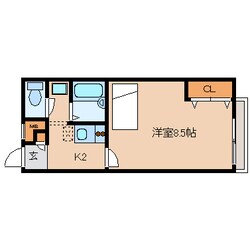 一分駅 徒歩8分 2階の物件間取画像